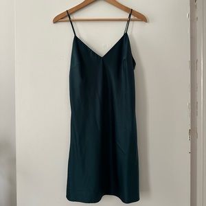 Green satin slip dress